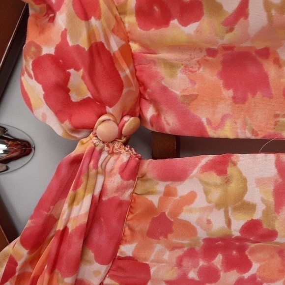 Talbots Cowl Neck Orange Spring Summer Sleeveless Floral Print Dress - Picture 6 of 9